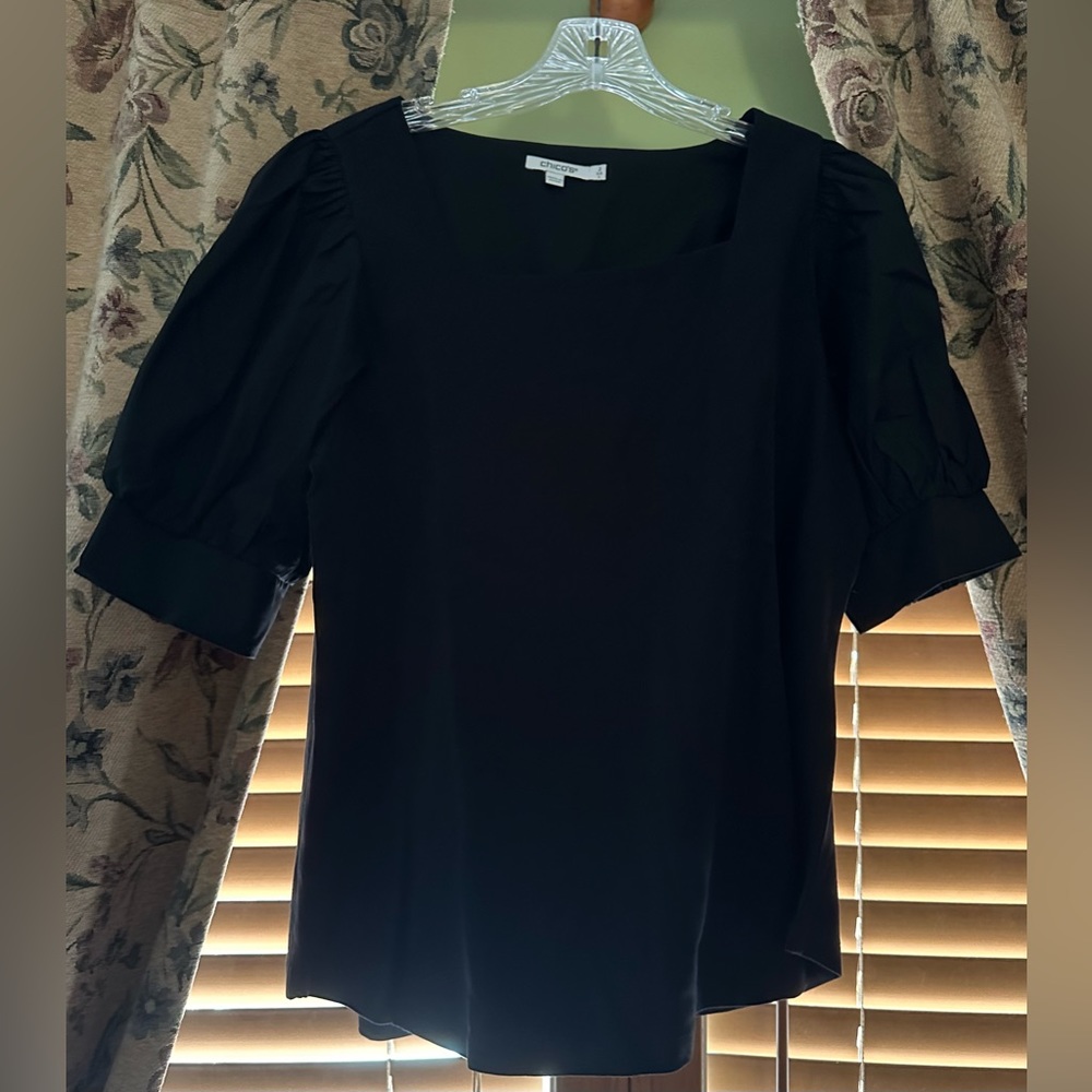Chicos Square Neck Puff Sleeve Top
